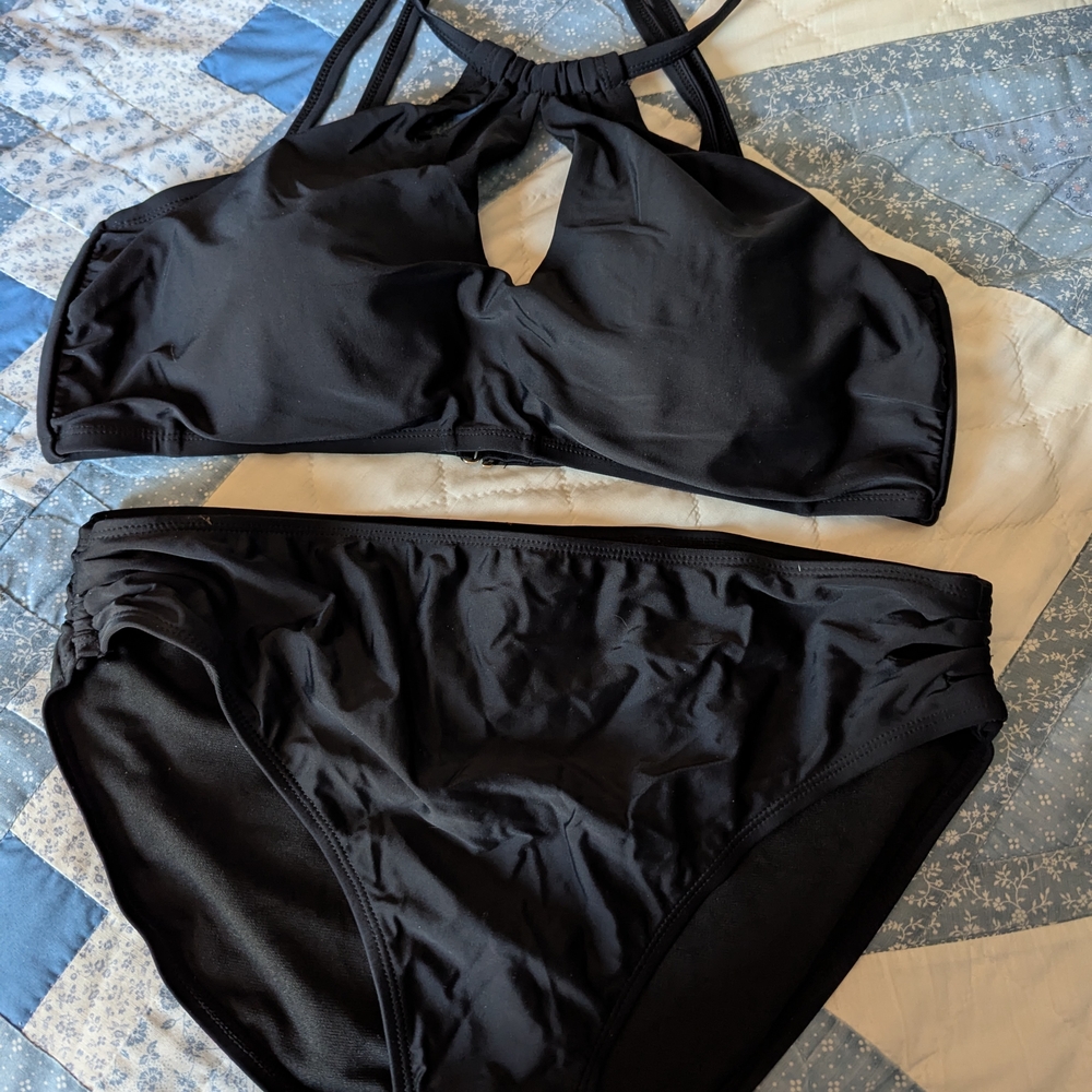 Swimsuits For All Black Bikini Set size 14 Top And 16 Bottom